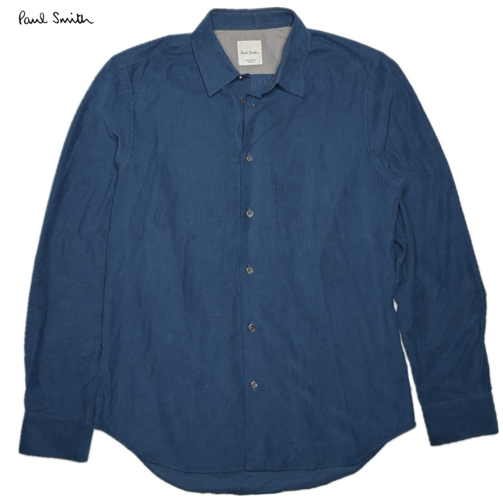 Paul Smith Blue Fine Wale Corduroy Shirt Medium
